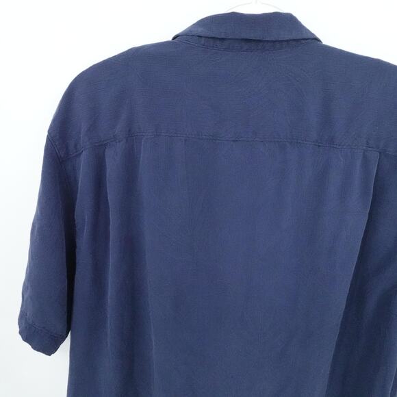 Tommy Bahama Shirt Mens XL Blue Palm Print Silk Camp Loop Collar Resort Vacation - Picture 12 of 16